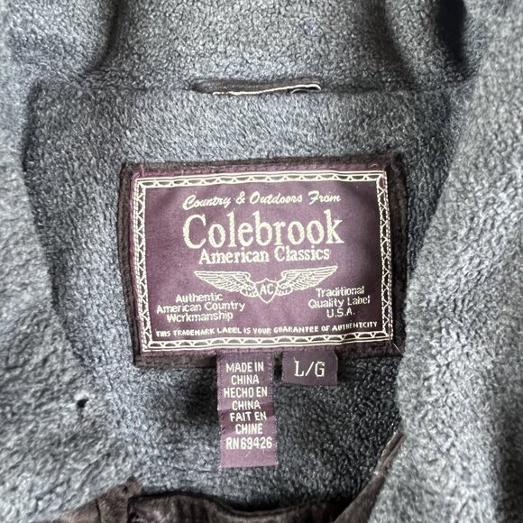 VTG Colebrook Leather Jacket Mens Large Brown Bomber Quilt Lined Coat 90s Y2K - Picture 4 of 16